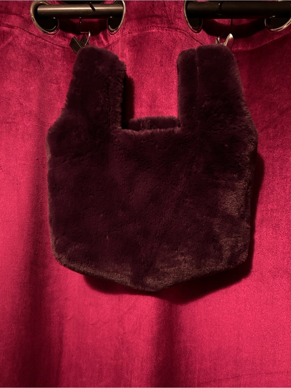 3AM Forever Purple Faux Fur Mini Tote Bag Fluffy Fuzzy Y2K
